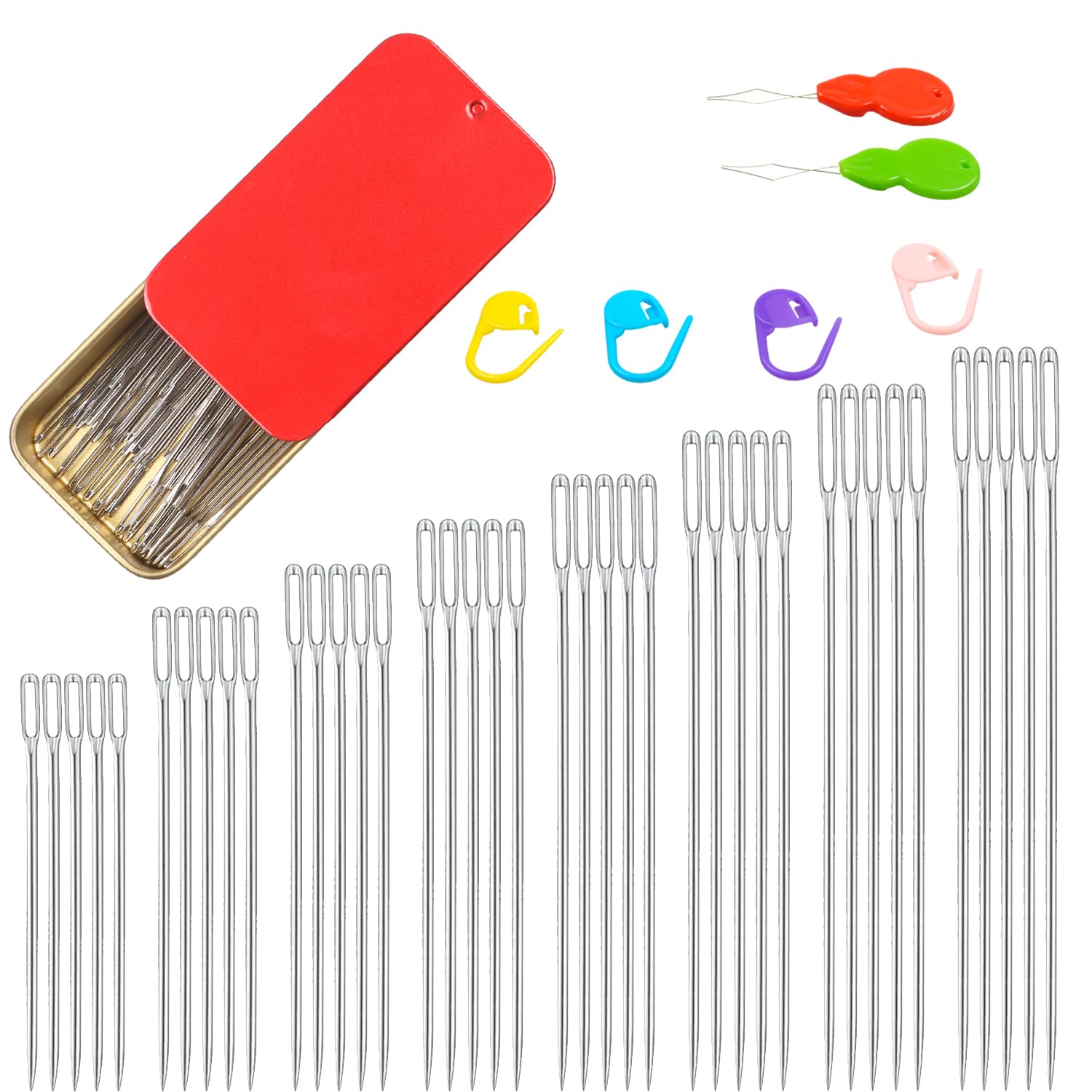 Amazon.com: 40/80PCS Large Eye Sewing Needles, 8 Sizes Hand Sewing